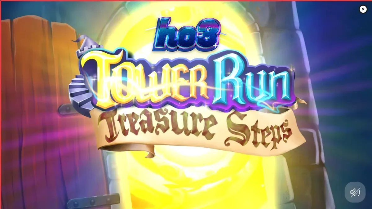Tampilan visual slot Tower Run Treasure Steps dengan tema petualangan menara
