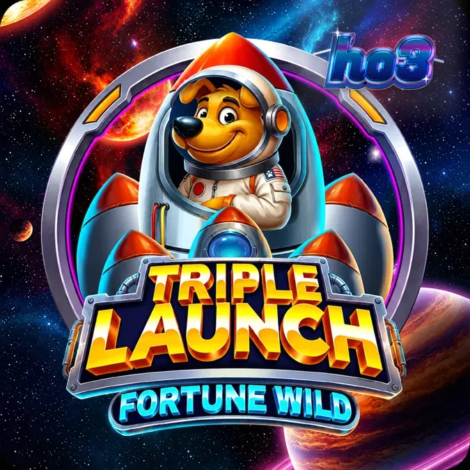 Tampilan antarmuka slot Triple Launch Fortune Wild dengan tema astronot anjing